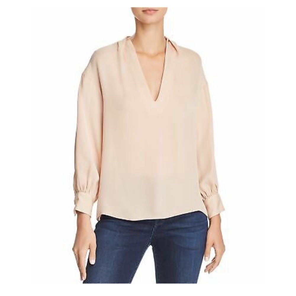 Joie Womens V-Neck Peasant Blouse, Pink